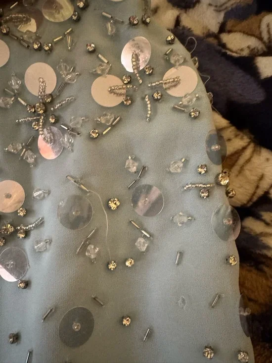 Oh Polly Strapless Embellished Light Blue Two-Piece Gown - Picture 13 of 16